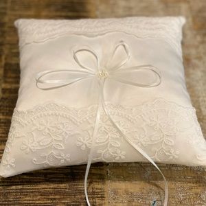 Beautiful satin and pearl ring bearer pillow